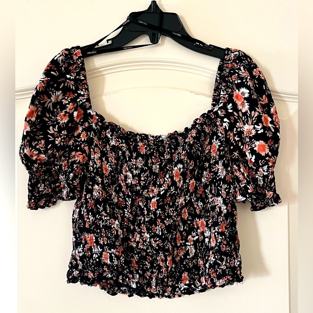 Forever 21 Floral Stretch Crop Top Women’s Size Small